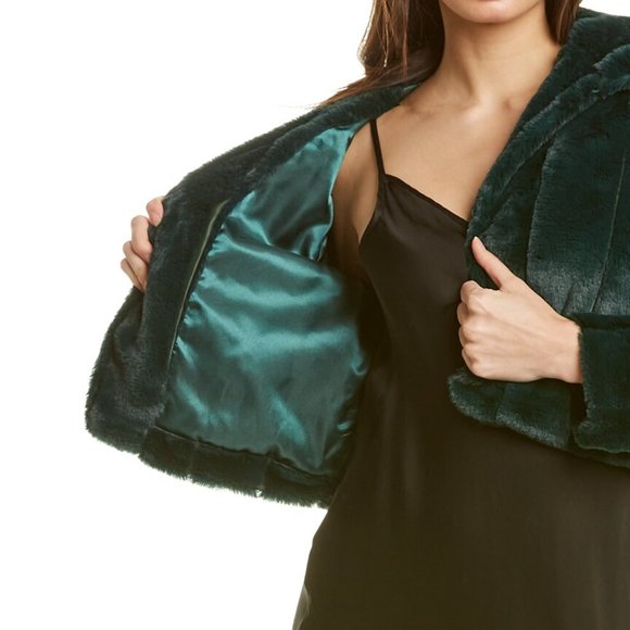 Faux-Fur Plush Crop Formal Stole Shrug Jacket LAUNDRY BY SHELLI - Picture 4 of 8